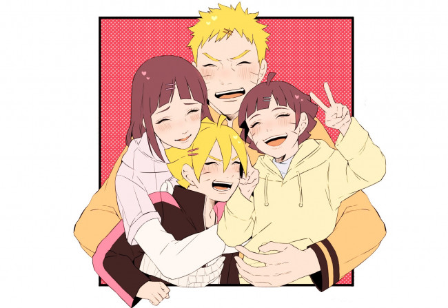 Обои картинки фото аниме, naruto, арт, семья