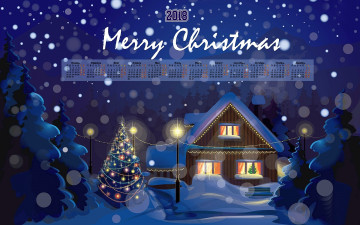 Картинка календари праздники +салюты елка ночь 2018 дом фонарь