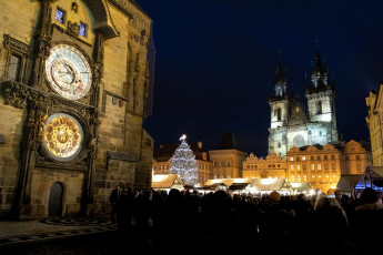 Картинка города прага+ Чехия часы башня