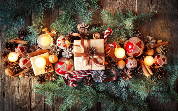 Картинка праздничные -+разное+ новый+год шишки шарики свечи