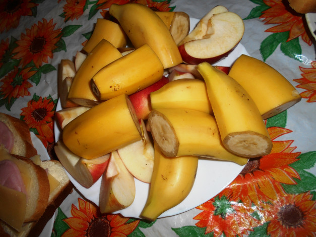 Обои картинки фото еда, бананы, яблоки