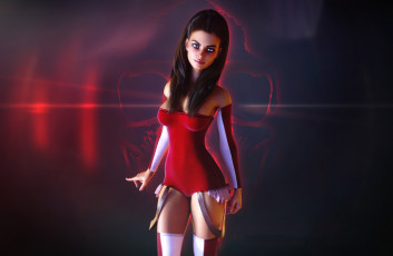 Картинка 3д+графика люди+ people взгляд фон девушка череп