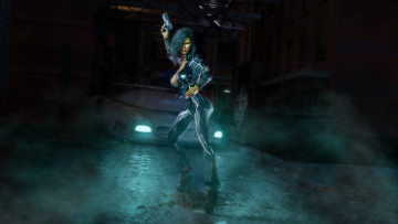 Картинка 3д+графика фантазия+ fantasy автомобиль пистолет униформа фон девушка