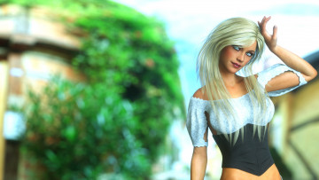 Картинка 3д+графика люди+ people корсет взгляд девушка фон