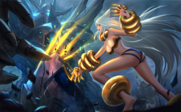 Картинка видео+игры league+of+legends бой ушки фон девушка