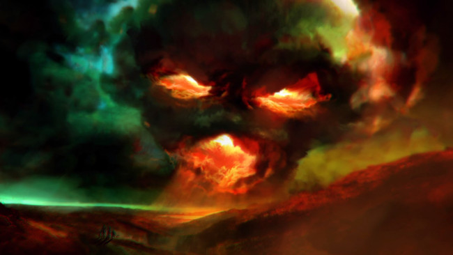 Обои картинки фото видео игры, devil may cry, фон, лицо, тучи