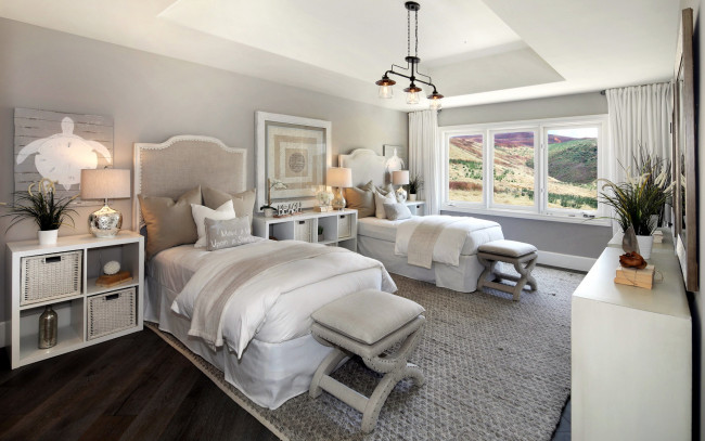 Обои картинки фото интерьер, спальня, тумбочки, кровать