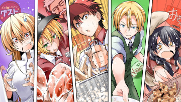 обоя аниме, shokugeki no soma, кухня, сомы