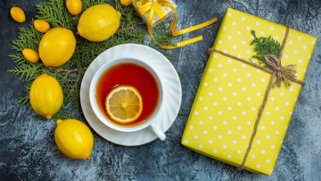 Картинка еда напитки +чай подарок чай лимоны