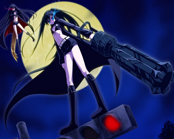 Обои картинки фото аниме, black, rock, shooter