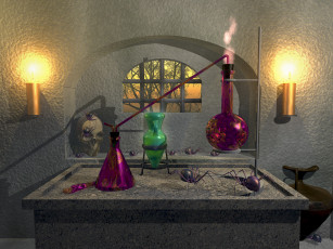 Картинка 3д графика fractal фракталы пауки окно колбы