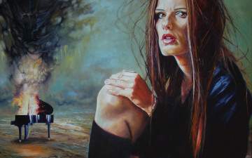 Картинка wlodzimierz kuklinski рисованные девушка рояль