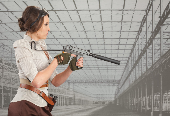 Обои картинки фото -Unsort Девушки с оружием, девушки, unsort, оружием, оружия