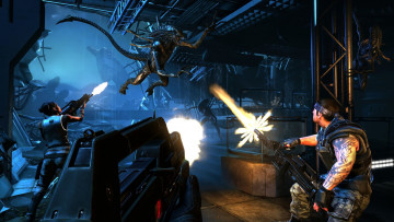 Картинка aliens colonial marines видео игры бойцы оружие сражение чужие
