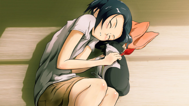 Обои картинки фото аниме, nyankoi, девушка, кошка