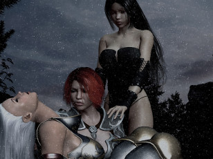 Картинка 3д+графика амазонки+ amazon снег фон девушки взгляд