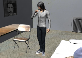 Картинка 3д+графика люди+ people стул картина стол фон взгляд девушка