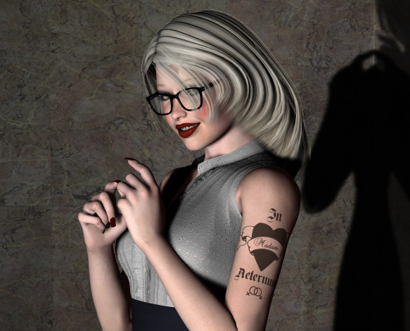 Обои картинки фото 3д графика, люди , people, очки, фон, взгляд, девушка