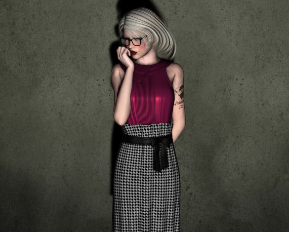 Обои картинки фото 3д графика, люди , people, девушка, взгляд, фон, очки