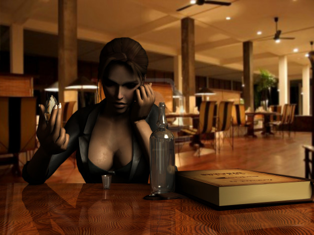 Обои картинки фото 3д графика, люди , people, взгляд, фон, девушка