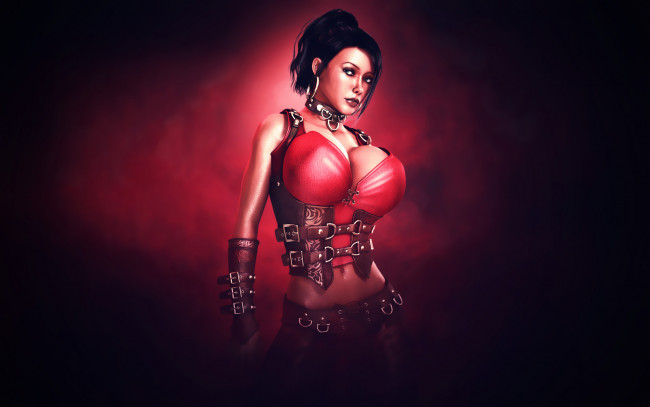 Обои картинки фото 3д графика, люди , people, 3d, корсет, девушка, брюнетка