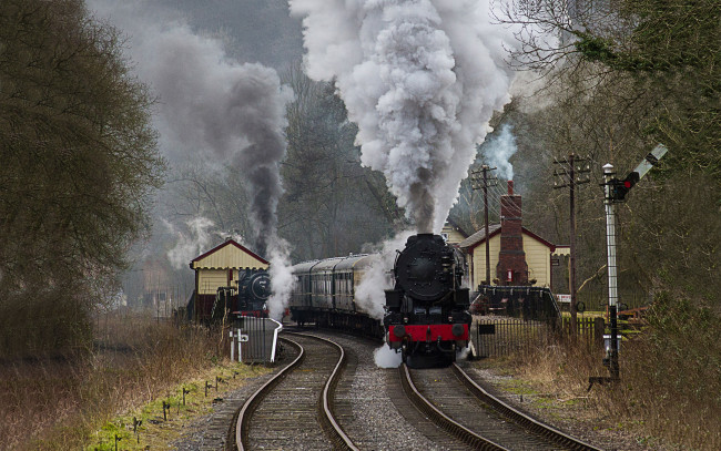 Обои картинки фото техника, паровозы, паровоз, дорога, железная