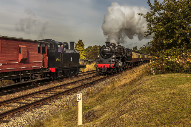 Обои картинки фото техника, паровозы, паровоз, дорога, железная