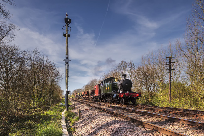 Обои картинки фото техника, паровозы, паровоз, дорога, железная