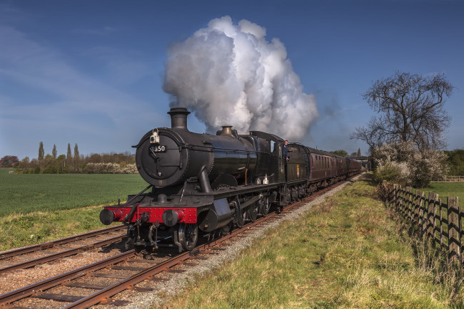 Обои картинки фото техника, паровозы, паровоз, дорога, железная