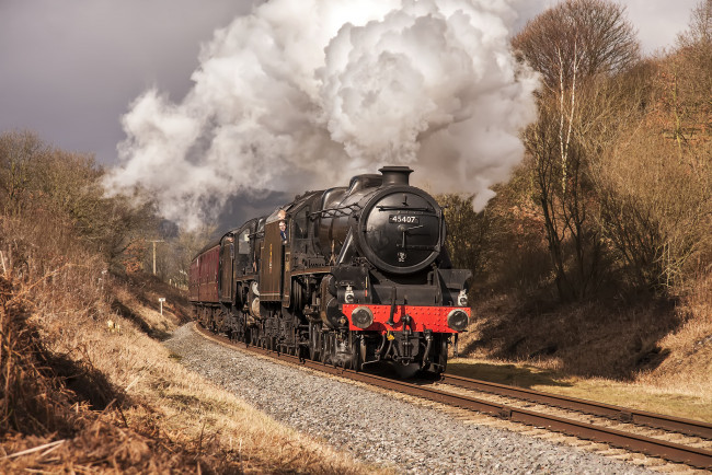 Обои картинки фото техника, паровозы, паровоз, дорога, железная