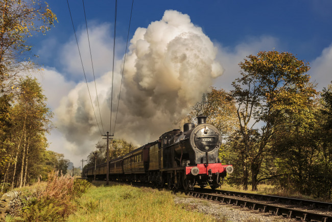 Обои картинки фото техника, паровозы, паровоз, дорога, железная