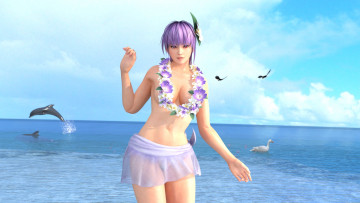 Картинка 3д+графика аниме+ anime фон море девушка взгляд