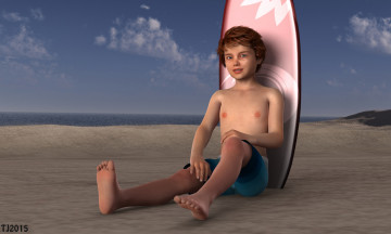 Картинка 3д+графика люди+ people мальчик фон доска взгляд