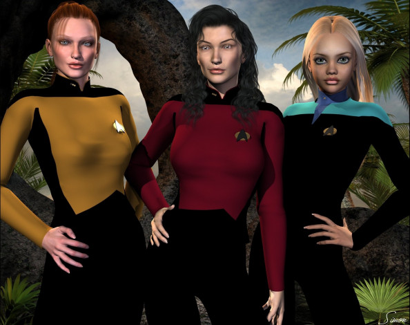 Обои картинки фото 3д графика, люди , people, фон, взгляд, девушки