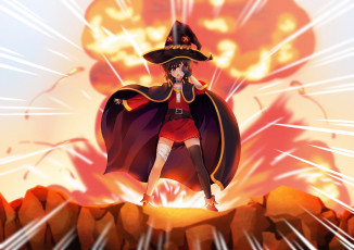 Картинка аниме kono+subarashii+sekai+ni+shukufuku+wo девушка взгляд фон