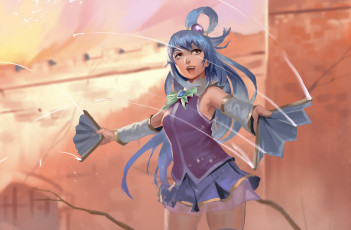 Картинка аниме kono+subarashii+sekai+ni+shukufuku+wo девушка взгляд фон