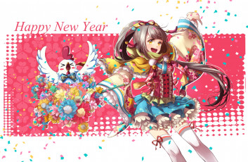 Картинка аниме зима +новый+год +рождество взгляд фон девушка