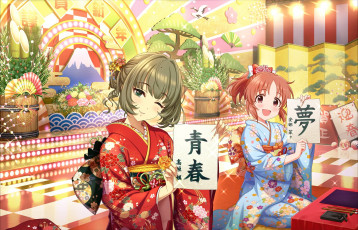 Картинка аниме idolm@ster взгляд девушки фон