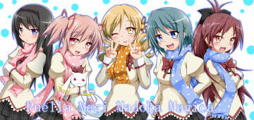 Картинка аниме mahou+shoujo+madoka+magika фон взгляд девушки