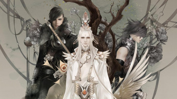 Картинка фэнтези существа крылья дерево парни цветы