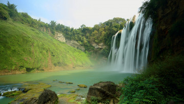 Картинка природа водопады поток камни