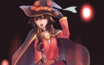 Картинка аниме kono+subarashii+sekai+ni+shukufuku+wo девушка взгляд фон