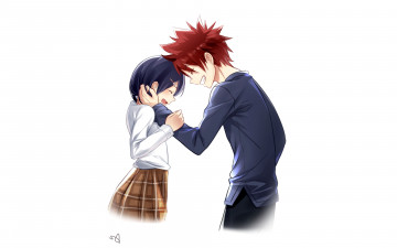 Картинка аниме shokugeki+no+soma девушка фон взгляд парень