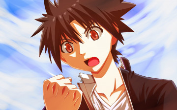 Картинка uq+holder аниме парень взгляд фон