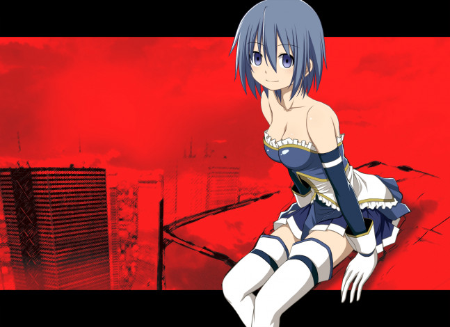 Обои картинки фото аниме, mahou shoujo madoka magika, фон, взгляд, девушка