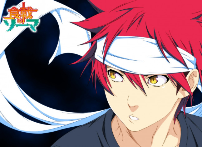 Обои картинки фото аниме, shokugeki no soma, взгляд, парень, фон
