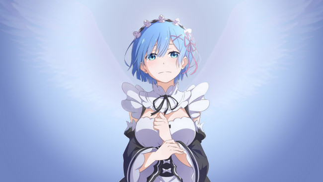 Обои картинки фото аниме, re,  zero kara hajimeru isekai seikatsu, девушка, взгляд, фон