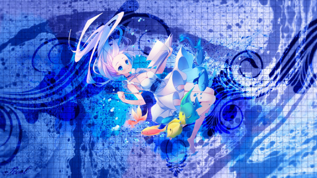 Обои картинки фото аниме, unknown,  другое, фон, взгляд, девушка