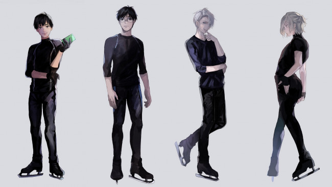 Обои картинки фото аниме, yuri on ice, юрий, юри, виктор, пчихит