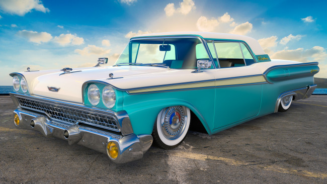 Обои картинки фото автомобили, 3д, ford, 1959г